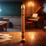 Kettős életet sugárzó furulya-képen: iskola-furulya és igazi barokk hangszer látható.