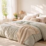 Friss tavaszi ágyneműk és könnyű textília a hálószoba felpezsdítésére, fényes színekben.